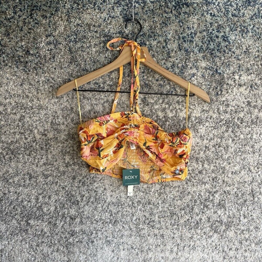 NWT Roxy Happiness Awaits Chamois Pressed Flowers Top Shirt Small‎